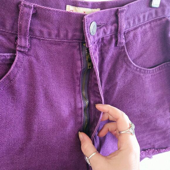 Vintage Great Land Trading Purple Denim High Waist Cut Off shorts - Picture 4 of 7